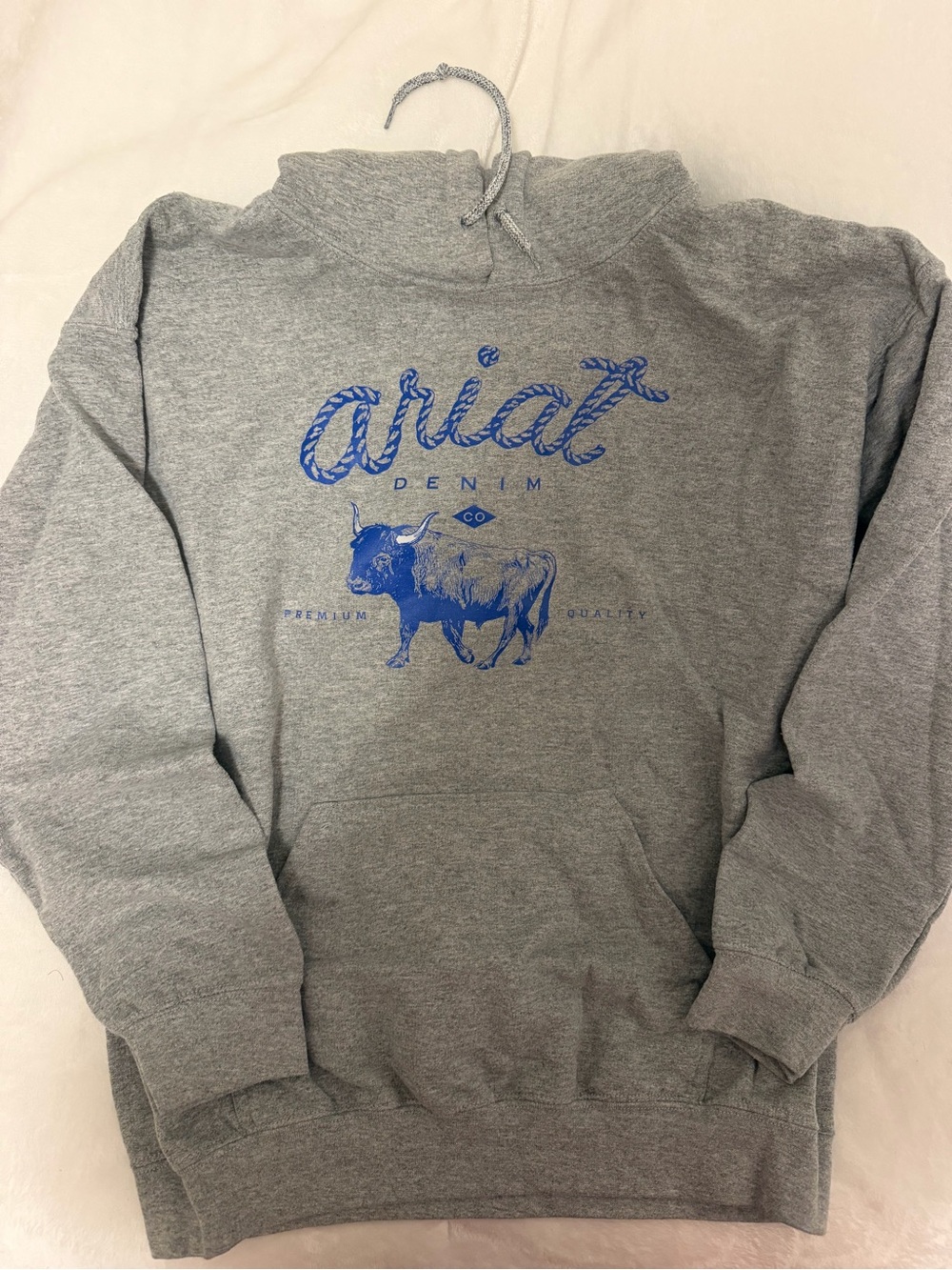 Gildan Gray Crewneck Sweatshirt with Blue Ariat Graphic